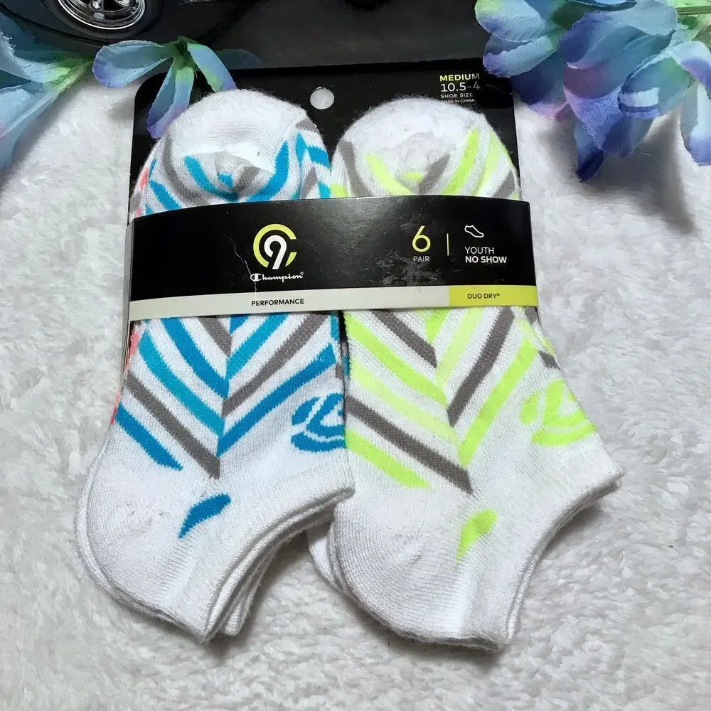 Champion C9 NWT 6 Pairs No Show Socks Kids L (4-9) *Pls See Description*